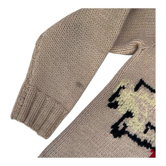 Vintage 40’s/50’s Hot Rod Motif Cowichan Shawl Collar Zip Front Sweater S/M - Picture 4 of 8